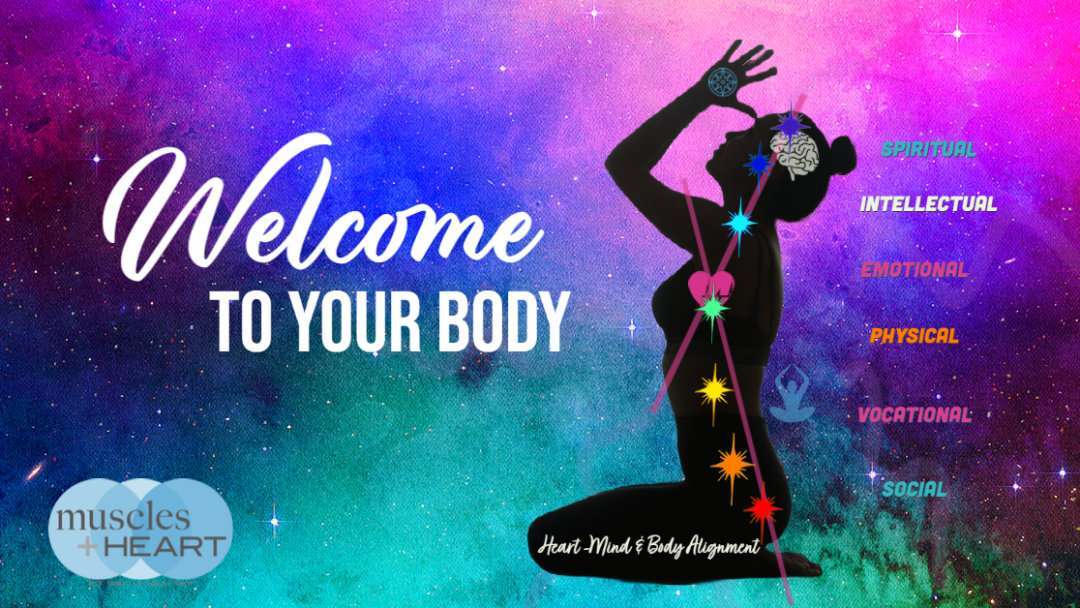 Training Options and Benefits Colorful image of woman with chakras and words "Welcome to Your Body."